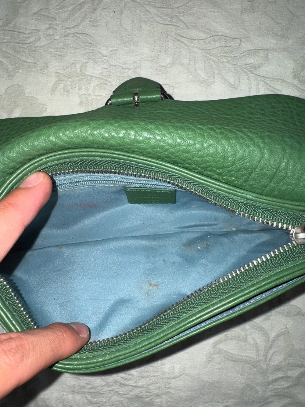 Cole Haan Green Leather Wristlet Clutch